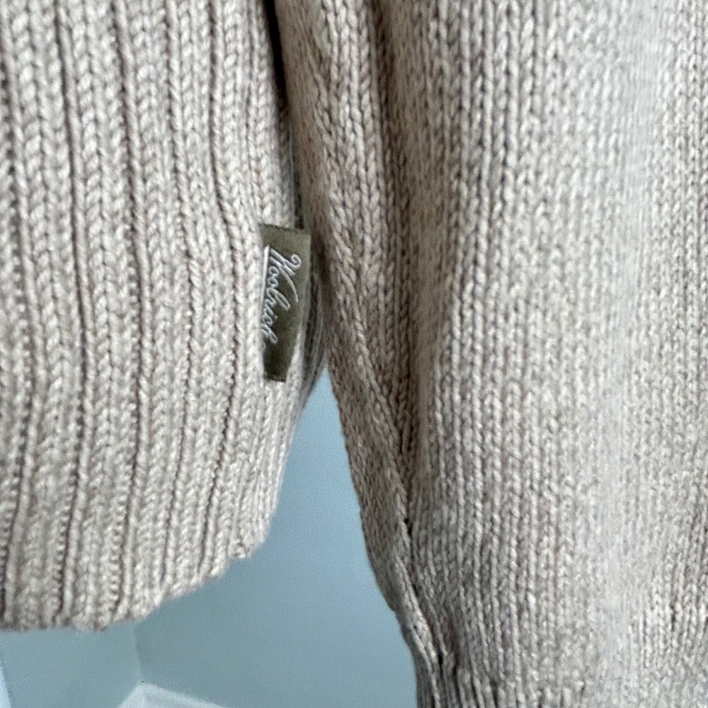 Woolrich Womens Stony Valley Cotton Button Collar Tan Beige Sweater Medium - Picture 8 of 11
